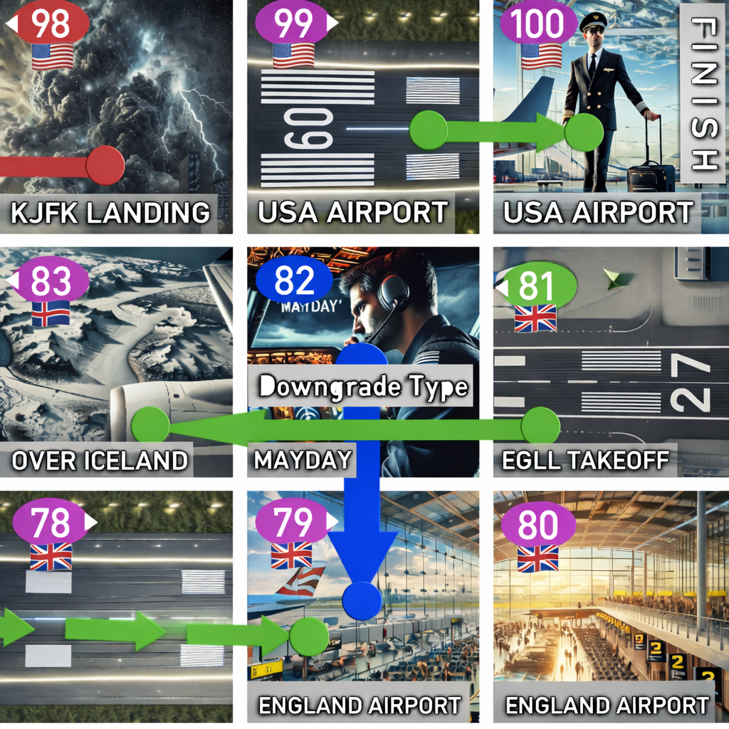 Aviation Snakes and Ladders game board with world airports